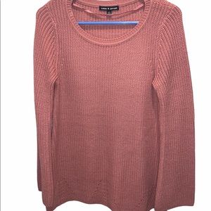 Long Pink Sweater with Bell Bottom Sleeves